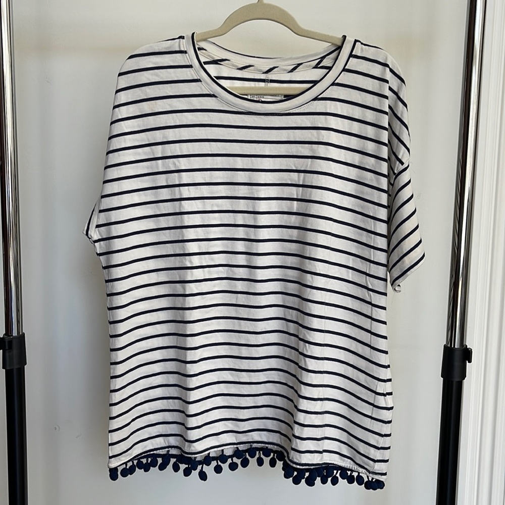 Current Elliott Short-sleeved Pom Pom Shirt